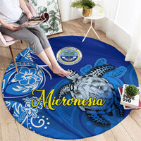 Micronesia Sea Turtle Round Carpet Federated States Of Micronesia Tribal Floral Pattern