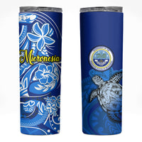 Micronesia Sea Turtle Skinny Tumbler Federated States Of Micronesia Tribal Floral Pattern