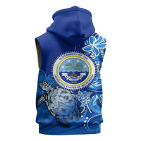 Micronesia Sea Turtle Sleeveless Hoodie Federated States Of Micronesia Tribal Floral Pattern