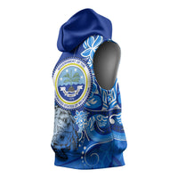 Micronesia Sea Turtle Sleeveless Hoodie Federated States Of Micronesia Tribal Floral Pattern