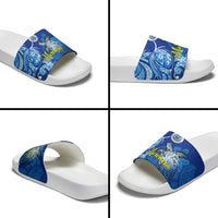 Micronesia Sea Turtle Slide Sandals Federated States Of Micronesia Tribal Floral Pattern
