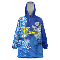 Micronesia Sea Turtle Wearable Blanket Hoodie Federated States Of Micronesia Tribal Floral Pattern