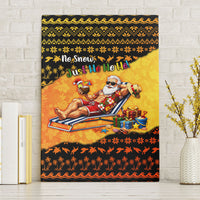 Tropical Christmas In July Santa Claus Canvas Wall Art Festive Hawaiian With Beach Reindeer Sleigh