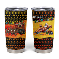 Tropical Christmas In July Santa Claus Tumbler Cup Festive Hawaiian With Beach Reindeer Sleigh