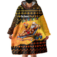Tropical Christmas In July Santa Claus Wearable Blanket Hoodie Festive Hawaiian With Beach Reindeer Sleigh TS04 - Polynesian Pride