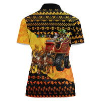 Tropical Christmas In July Santa Claus Women Polo Shirt Festive Hawaiian With Beach Reindeer Sleigh TS04 - Polynesian Pride