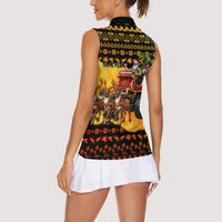 Tropical Christmas In July Santa Claus Women Sleeveless Polo Shirt Festive Hawaiian With Beach Reindeer Sleigh TS04 - Polynesian Pride