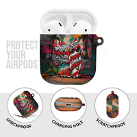 Tropical Christmas In July Candy Cane Surf AirPods Case Vibrant Street Art Beach Graffiti Graphic