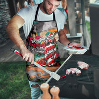 Tropical Christmas In July Candy Cane Surf Apron Vibrant Street Art Beach Graffiti Graphic