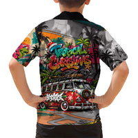 Tropical Christmas In July Candy Cane Surf Family Matching Long Sleeve Bodycon Dress and Hawaiian Shirt Vibrant Street Art Beach Graffiti Graphic TS04 - Polynesian Pride