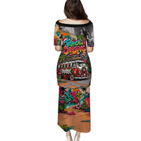 Tropical Christmas In July Candy Cane Surf Family Matching Puletasi and Hawaiian Shirt Vibrant Street Art Beach Graffiti Graphic TS04 - Polynesian Pride