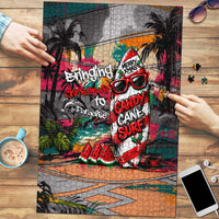Tropical Christmas In July Candy Cane Surf Puzzle Vibrant Street Art Beach Graffiti Graphic