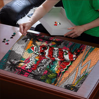 Tropical Christmas In July Candy Cane Surf Puzzle Vibrant Street Art Beach Graffiti Graphic