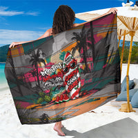 Tropical Christmas In July Candy Cane Surf Sarong Vibrant Street Art Beach Graffiti Graphic