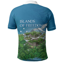 Micronesia Independence Day Polo Shirt FSM Patriotic Pacific Island Nan Madol Ruins Seabird Tropical