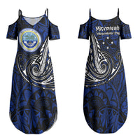 Micronesia Independence Day FSM Family Matching Summer Maxi Dress and Hawaiian Shirt Tribal Tattoo Pattern Flag Seal Heritage