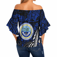 Micronesia Independence Day FSM Off Shoulder Wrap Waist Top Tribal Tattoo Pattern Flag Seal Heritage