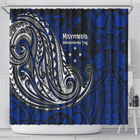 Micronesia Independence Day FSM Shower Curtain Tribal Tattoo Pattern Flag Seal Heritage