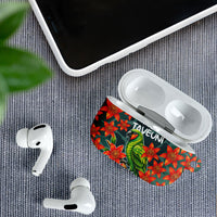 Fiji Taveuni Parrot AirPods Case Tropical Waterfall Landscape With Floral Tribal Pattern
