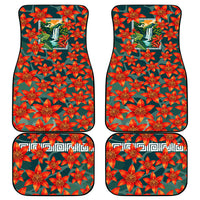 Fiji Taveuni Parrot Car Mats Tropical Waterfall Landscape With Floral Tribal Pattern