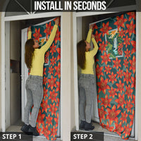 Fiji Taveuni Parrot Door Cover Tropical Waterfall Landscape With Floral Tribal Pattern