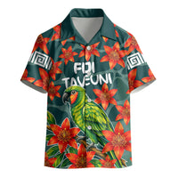 Fiji Taveuni Parrot Kid Hawaiian Shirt Tropical Waterfall Landscape With Floral Tribal Pattern