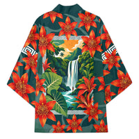 Fiji Taveuni Parrot Kimono Tropical Waterfall Landscape With Floral Tribal Pattern