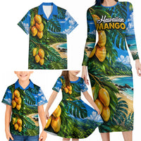 Hawaiian Mango Tropical Beach Family Matching Long Sleeve Bodycon Dress and Hawaiian Shirt Scenic Island Nature Exotic Fruit Graphic TS04 - Polynesian Pride