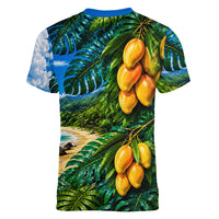 Hawaiian Mango Tropical Beach Women V-Neck T-Shirt Scenic Island Nature Exotic Fruit Graphic TS04 - Polynesian Pride