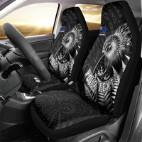 Personalized New Zealand Kiwi Bird Car Seat Cover Grunge Maori Tribal Pattern Silver Fern