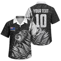 Personalized New Zealand Kiwi Bird Family Matching Mermaid Dress and Hawaiian Shirt Grunge Maori Tribal Pattern Silver Fern TS04 Son's Shirt Black White - Polynesian Pride