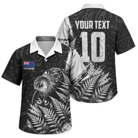 Personalized New Zealand Kiwi Bird Family Matching Summer Maxi Dress and Hawaiian Shirt Grunge Maori Tribal Pattern Silver Fern TS04 Son's Shirt Black White - Polynesian Pride