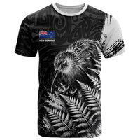 Personalized New Zealand Kiwi Bird T Shirt Grunge Maori Tribal Pattern Silver Fern