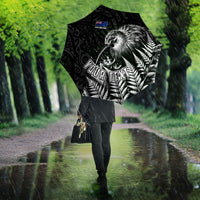 Personalized New Zealand Kiwi Bird Umbrella Grunge Maori Tribal Pattern Silver Fern
