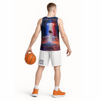 New Zealand Aotearoa Kiwi UFO Basketball Jersey Sci-Fi Galaxy Sunset Sky Tower And Mountain