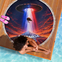 New Zealand Aotearoa Kiwi UFO Beach Blanket Sci-Fi Galaxy Sunset Sky Tower And Mountain