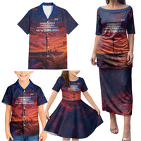 New Zealand Aotearoa Kiwi UFO Family Matching Puletasi and Hawaiian Shirt Sci-Fi Galaxy Sunset Sky Tower And Mountain TS04 - Polynesian Pride