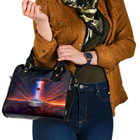 New Zealand Aotearoa Kiwi UFO Shoulder Handbag Sci-Fi Galaxy Sunset Sky Tower And Mountain