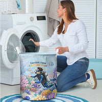 Fiji Taveuni Rainbow Reef Laundry Basket Scuba Diver Vibrant Undersea Coral Garden Watercolor
