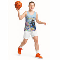 Fiji Taveuni Rainbow Reef Basketball Jersey Scuba Diver Vibrant Undersea Coral Garden Watercolor
