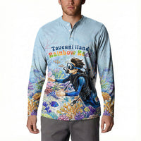 Fiji Taveuni Rainbow Reef Button Sweatshirt Scuba Diver Vibrant Undersea Coral Garden Watercolor