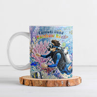 Fiji Taveuni Rainbow Reef Ceramic Mug Scuba Diver Vibrant Undersea Coral Garden Watercolor