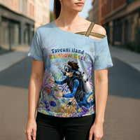 Fiji Taveuni Rainbow Reef Cross Shoulder Shirt Scuba Diver Vibrant Undersea Coral Garden Watercolor
