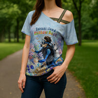 Fiji Taveuni Rainbow Reef Cross Shoulder Shirt Scuba Diver Vibrant Undersea Coral Garden Watercolor