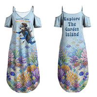 Fiji Taveuni Rainbow Reef Family Matching Summer Maxi Dress and Hawaiian Shirt Scuba Diver Vibrant Undersea Coral Garden Watercolor