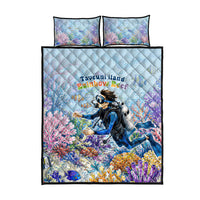 Fiji Taveuni Rainbow Reef Quilt Bed Set Scuba Diver Vibrant Undersea Coral Garden Watercolor