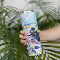 Fiji Taveuni Rainbow Reef Skinny Tumbler Scuba Diver Vibrant Undersea Coral Garden Watercolor