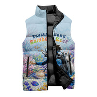Fiji Taveuni Rainbow Reef Sleeveless Puffer Jacket Scuba Diver Vibrant Undersea Coral Garden Watercolor