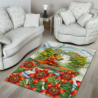 Fiji Taveuni Island Dateline Crossing Area Rug Tropical Cultural Landscape With Tagimoucia Floral Pattern