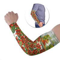 Fiji Taveuni Island Dateline Crossing Arm Sleeves Tropical Cultural Landscape With Tagimoucia Floral Pattern